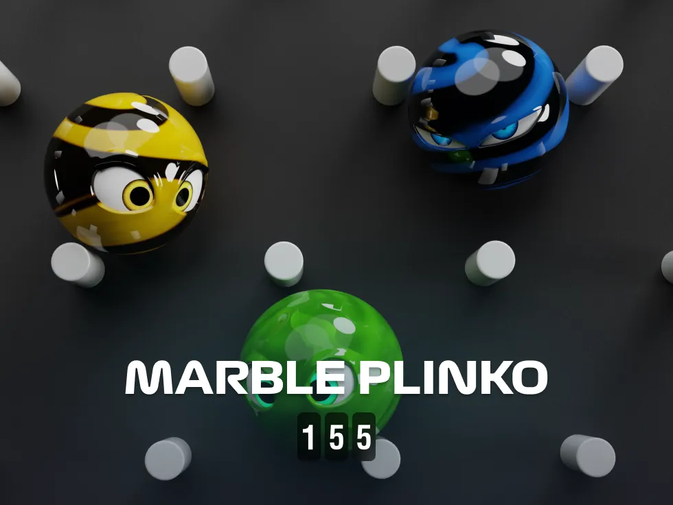 Marble Plinko 24/7 format artwork with colored marbles